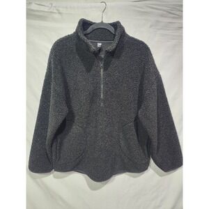 GAP GapFit Sherpa Half Zip Women's‎ Medium Black Pullover Cozy Fleece Sweatshirt